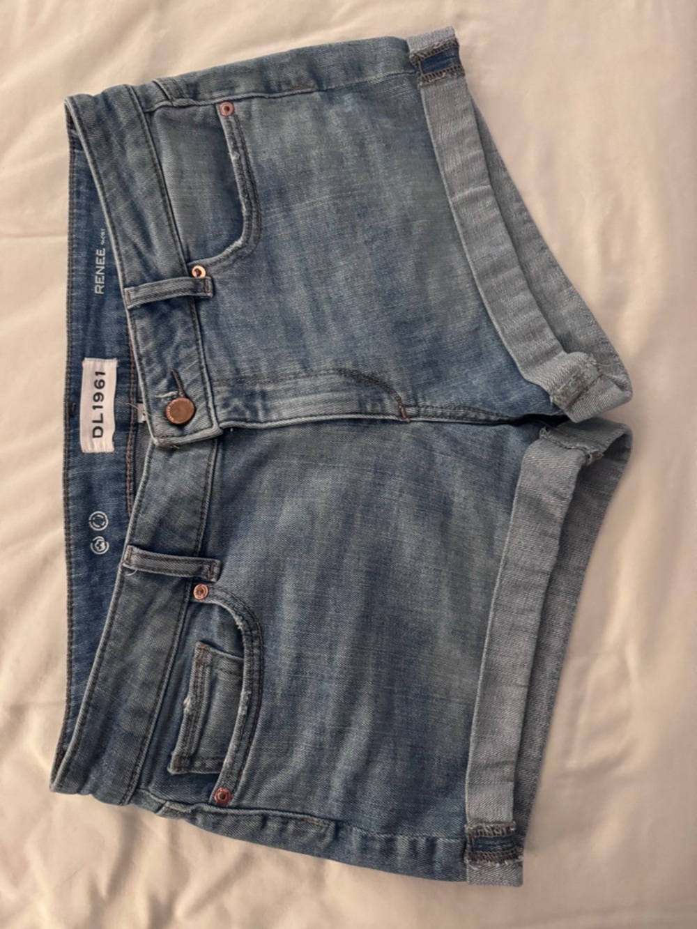 DL1961 Light Blue Denim Roll-Cuff Women’s Shorts